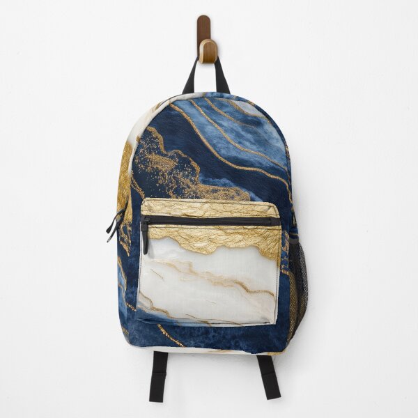 Item preview, Modern Abstract Art: Navy, White, and Textured Gold Waves designed and sold by lematworks.