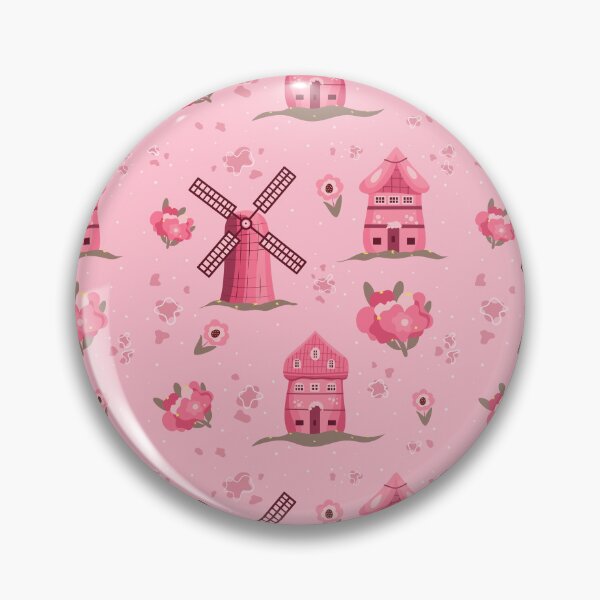 Item preview, Pink Cottage and Windmill Floral Pattern designed and sold by Alice-AJ.