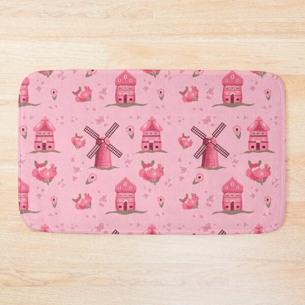 Item preview, Pink Cottage and Windmill Floral Pattern designed and sold by Alice-AJ.