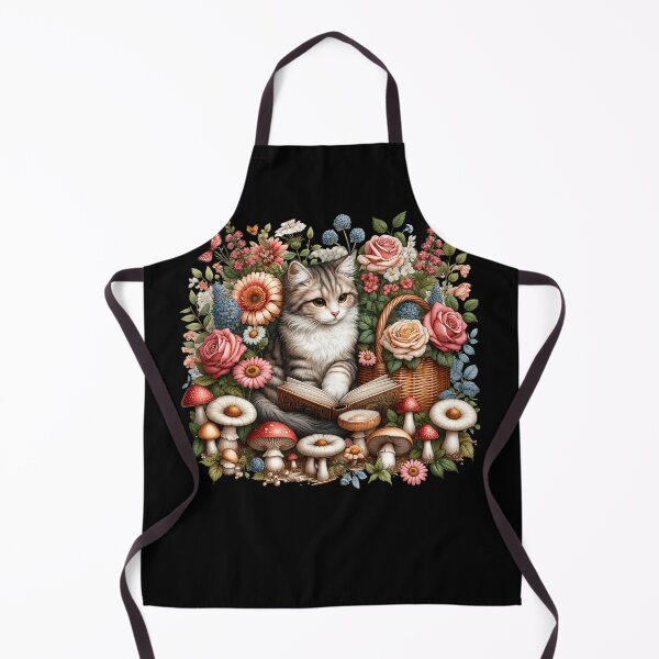 Item preview, Cat Reading Book Reader Book Lover Aesthetic Floral Mushroom designed and sold by Kimberley King Art  King Art.