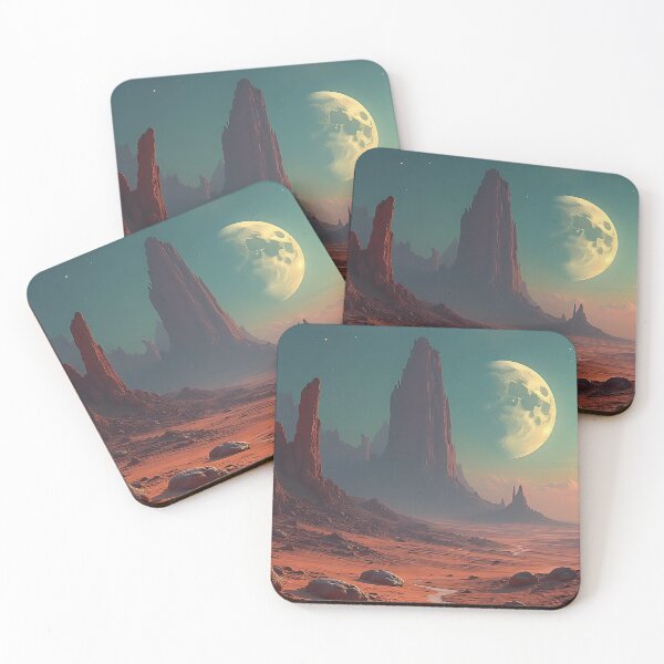 Item preview, Moon rising over an alien landscape designed and sold by fireytoad.
