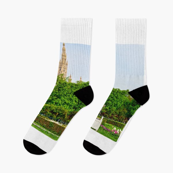 Item preview, Volksgarten and Rathaus tower in the background,Vienna,springtime designed and sold by goceris.