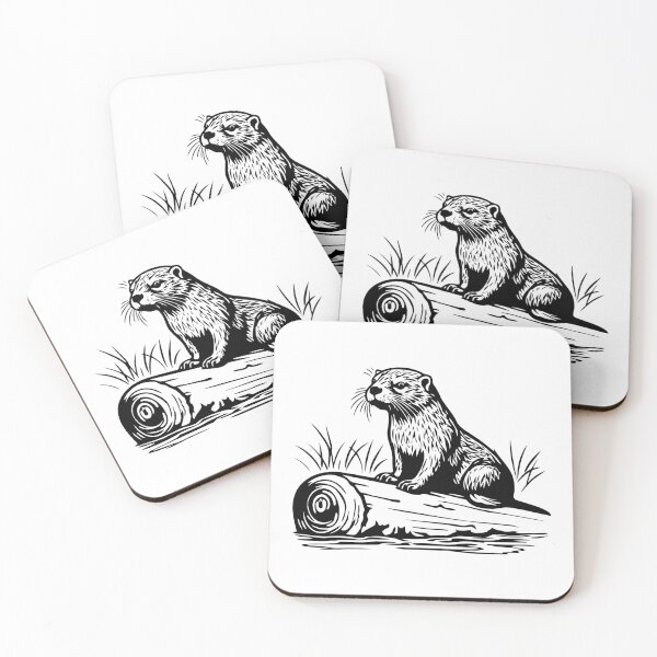 Item preview, River Otter Aquatic Sea Mammal Log Wood Cute Wildlife Playful Dive  designed and sold by inkoutninja.