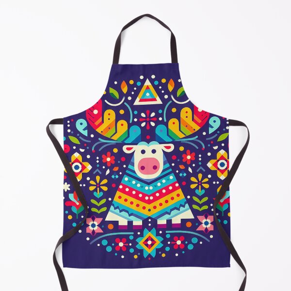 Item preview, Scandinavian Folk Art Cute Rainbow Moose with Colourful Antlers by heidiannemorris © designed and sold by FOLK ART FUSION by heidiannemorris.