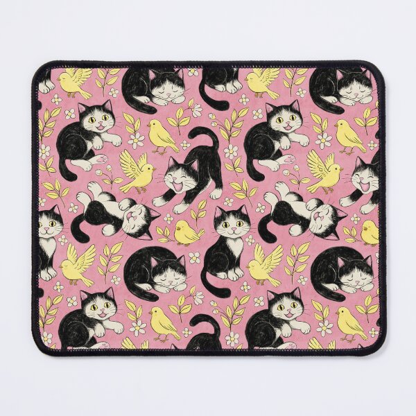 Item preview, Cats and Canaries in Chalk Pastel on Soft Powder Pink designed and sold by micklyn.