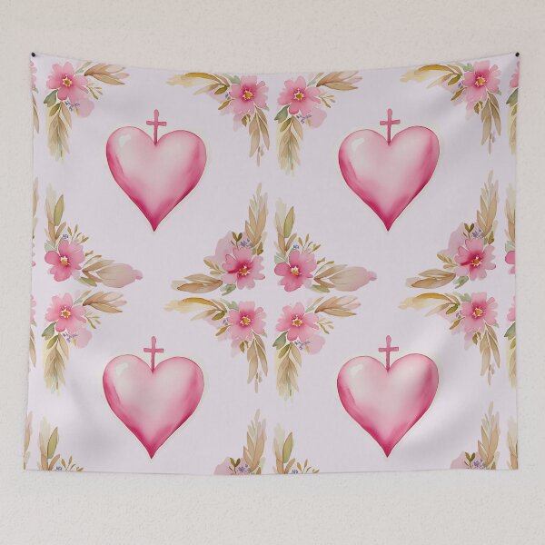 Item preview, Pink Sacred Heart with Flowers designed and sold by SerenebySL.