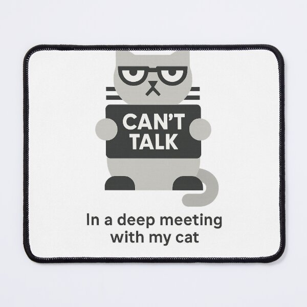 Item preview, Can't talk. In a deep meeting with my cat! – Funny Laptop Skin for Cat Lovers – Minimalist Remote Worker Design designed and sold by JustMeditateIt.