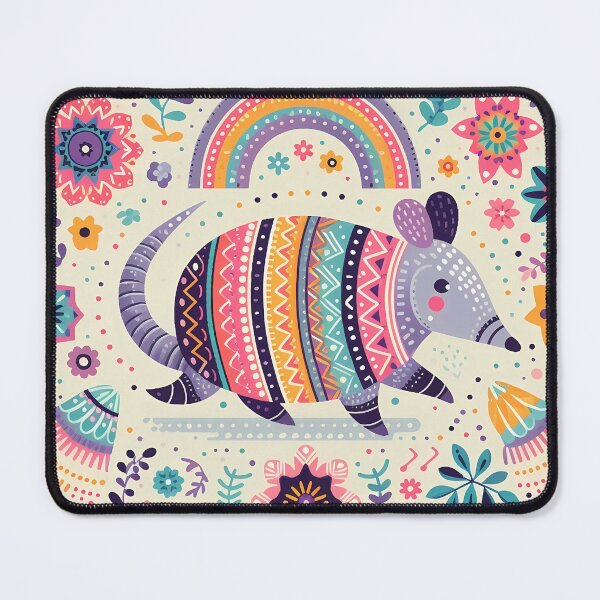 Item preview, Scandinavian Folk Art Cute Rainbow Armadillo by heidiannemorris © designed and sold by FOLK ART FUSION by heidiannemorris.