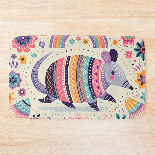 Item preview, Scandinavian Folk Art Cute Rainbow Armadillo by heidiannemorris © designed and sold by FOLK ART FUSION by heidiannemorris.