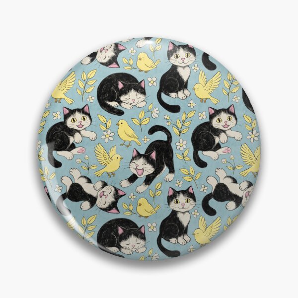 Item preview, Cats and Canaries in Chalk Pastel on Soft Baby Blue  designed and sold by micklyn.
