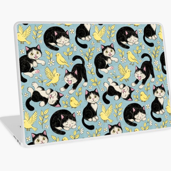 Item preview, Chats et canaris en pastel craie sur bleu bébé doux designed and sold by micklyn.