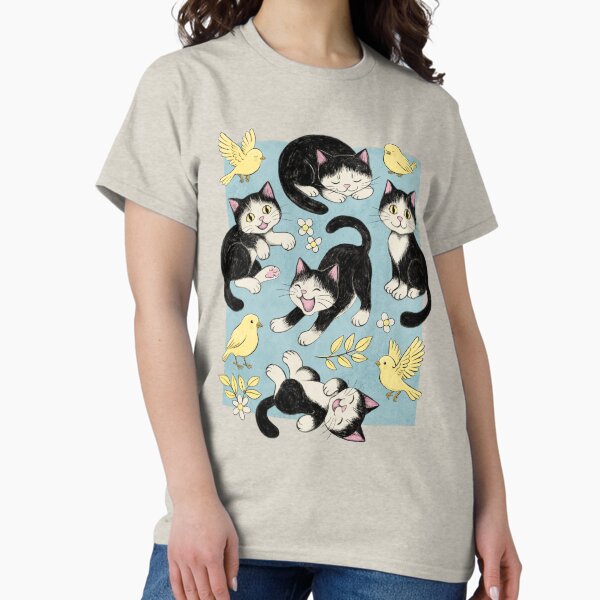 Item preview, Cats and Canaries in Chalk Pastel on Soft Baby Blue  designed and sold by micklyn.