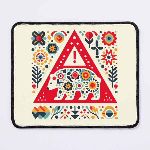 Item preview, Scandinavian Folk Art Cute Polar Bear Warning Sign by heidiannemorris © designed and sold by FOLK ART FUSION.