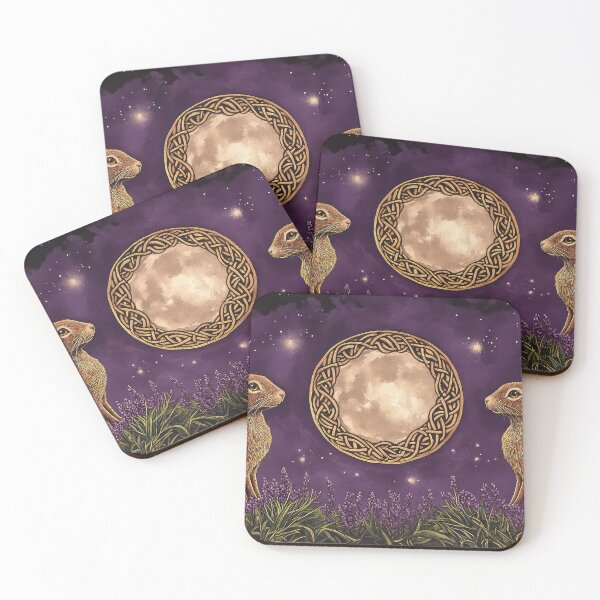 Item preview, Two Hares Moon Gazing at Celtic Moon in Lavender designed and sold by thewandswant.