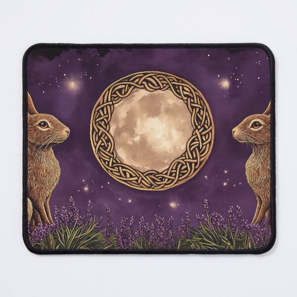 Item preview, Two Hares Moon Gazing at Celtic Moon in Lavender designed and sold by thewandswant.