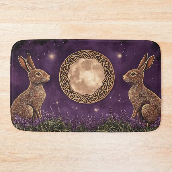 Item preview, Two Hares Moon Gazing at Celtic Moon in Lavender designed and sold by thewandswant.