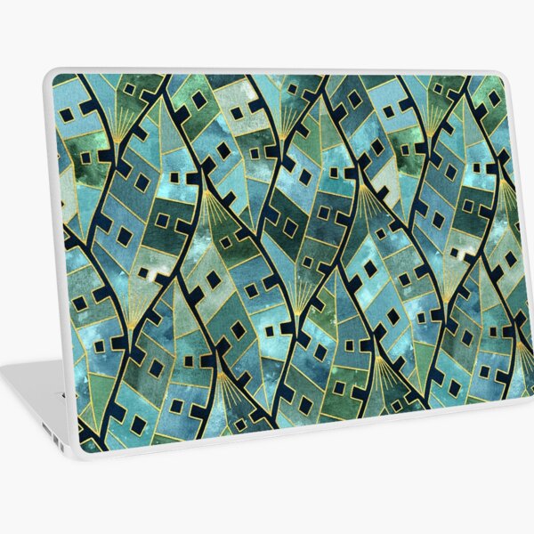 Item preview, Mod Monstera Tropic Nouveau en bleu vert et jaune doré designed and sold by micklyn.