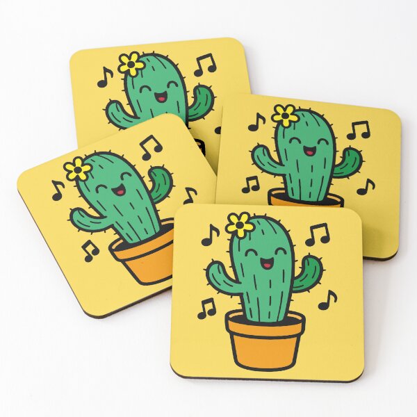 Item preview, Dancing Kawaii Cactus with Music Notes designed and sold by GinColorist.