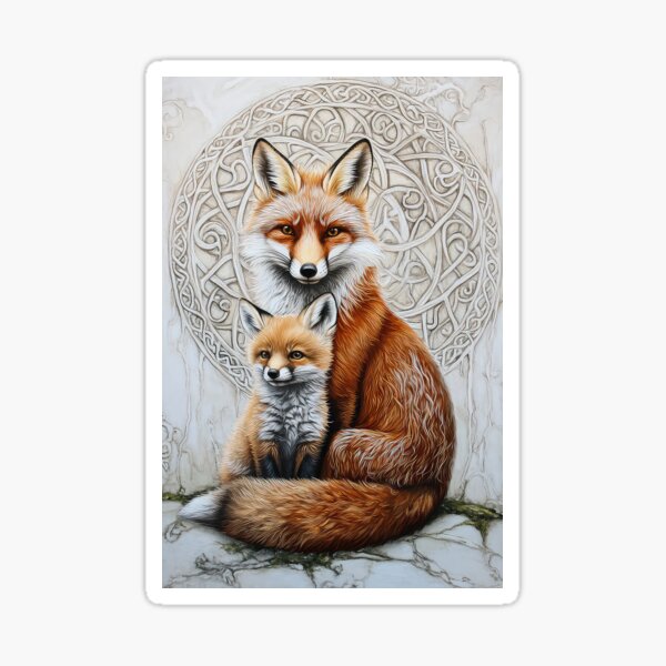 Item preview, Celtic Fox with Cub designed and sold by thewandswant.
