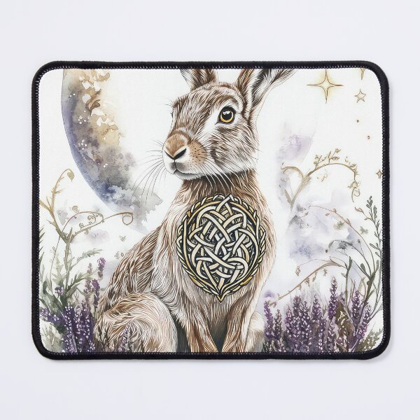 Item preview, Celtic Hare Water Colour sat in Lavender Moon in background designed and sold by thewandswant.