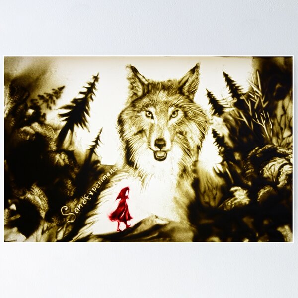Item preview, Little Red Riding Hood Sand Art Illustration designed and sold by sandexperiment.