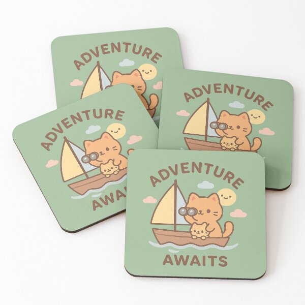 Item preview, Kawaii Cat on a Sailboat with Binoculars - Cute Nautical Adventure Illustration designed and sold by GinColorist.