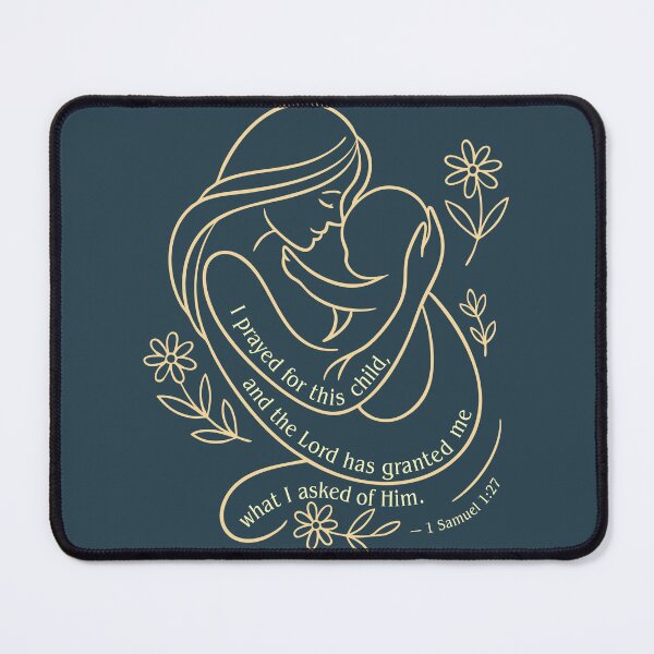 Item preview, Christian Mother and Baby Line Art – 1 Samuel 1:27 Bible Verse Design (Light) designed and sold by MiniindY Pop.