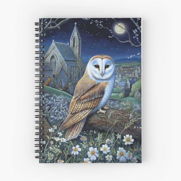 Item preview, Barn Owl perched in tree at night in an English Church Yard designed and sold by thewandswant.