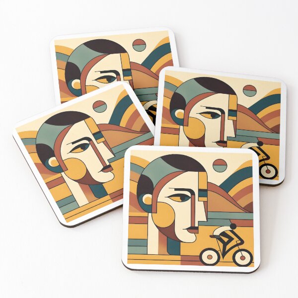Item preview, Geometric Portrait Abstract Colorful bicycle art. Bauhaus inpired.  designed and sold by Pedal Canvas.