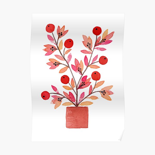 Red Berry Tree Poster