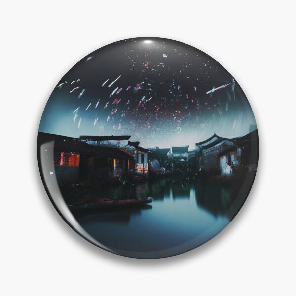 Item preview, starry night with shooting stars in an ancient town designed and sold by MerryCrown.