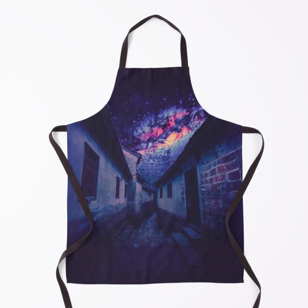 Item preview, starry night in an ancient town with weird sky in dark purple designed and sold by MerryCrown.