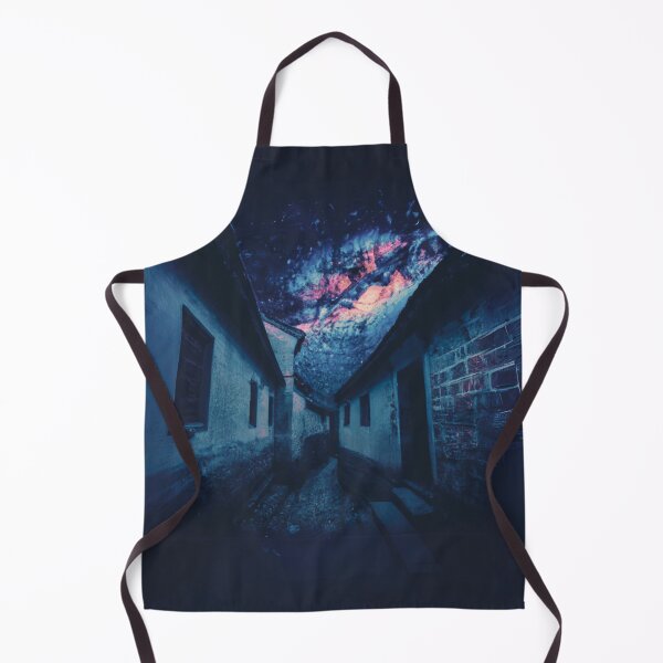Item preview, starry night in an ancient town with weird sky in dark green designed and sold by MerryCrown.