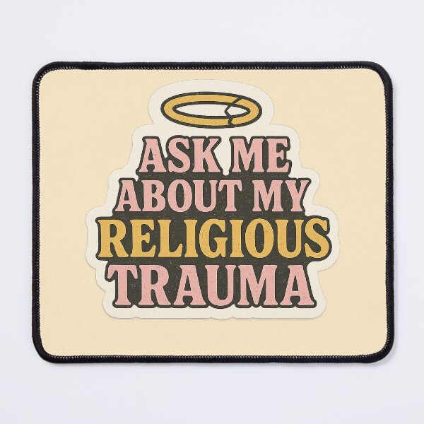 Item preview, Ask Me About My Religious Trauma – Exvangelical Dark Humor Sticker designed and sold by miubiyori.