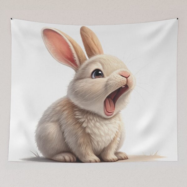 Item preview, A cute yawning rabbit illustration designed and sold by knappidesign.