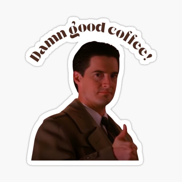 Item preview, Damn Good Coffee Thumbs Up Sticker – Twin Peaks Agent Cooper Design designed and sold by TheTwinPeaks.