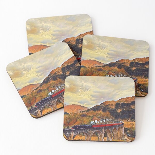 Item preview, steam train crossing viaduct in autumn designed and sold by Veestyled.