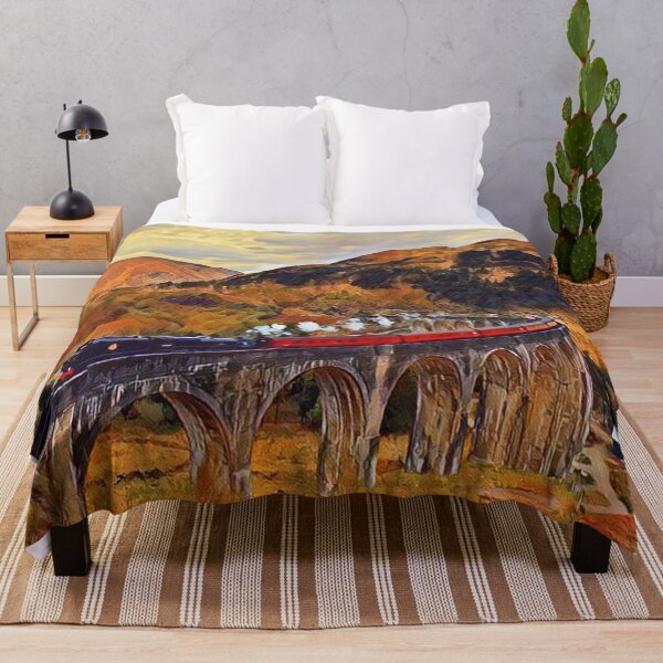 Item preview, steam train crossing viaduct in autumn designed and sold by Veestyled.
