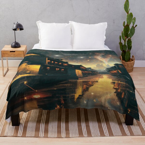 Item preview, The dark Starry Night with aurora for ancient town scene designed and sold by MerryCrown.