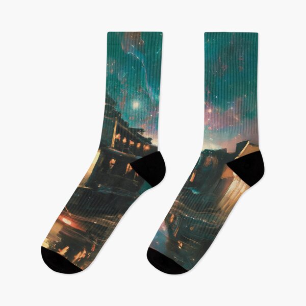 Item preview, The Starry Night with aurora for ancient town designed and sold by MerryCrown.