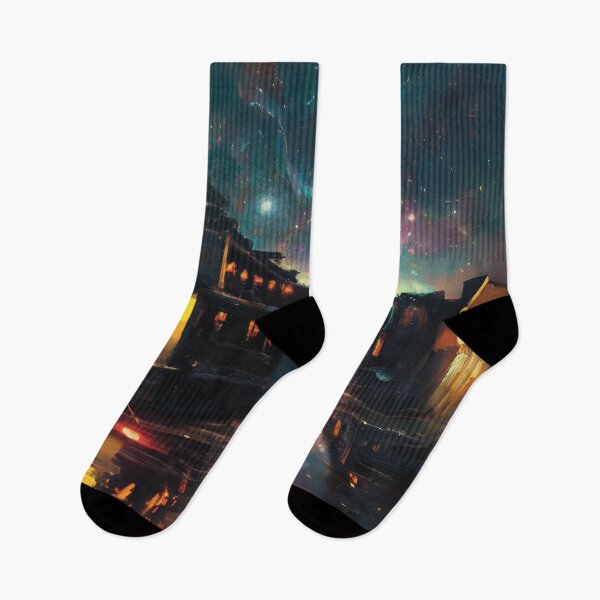 Item preview, The Starry Night with aurora for ancient town scene designed and sold by MerryCrown.