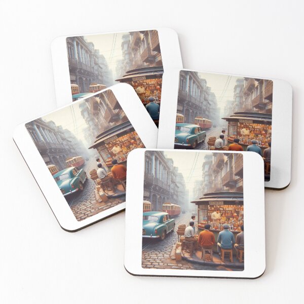 Item preview, Classic 1970s Kolkata – AI-Powered Colorful Roadside Café Scene for City Lovers, Travelers, and Vintage Enthusiasts designed and sold by knalpot-design.