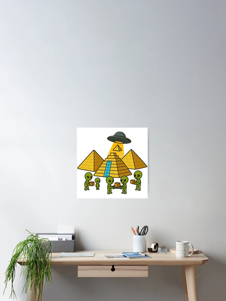 Thumbnail 2 of 3, Poster, Aliens Building the Pyramids designed and sold by RNiLab.