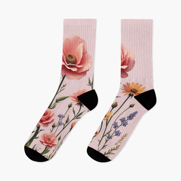Item preview, Wildflowers And 3 Pink Roses in Center #2 - Light Pink Background #5015LPK designed and sold by Wildflower Rose.
