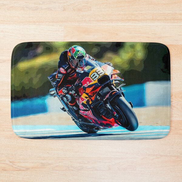 Item preview, Brad Binder racing his 2025 MotoGP Motorcycle accelerating out of the corner making a small wheelie 2 abstract designed and sold by Rodissimus1984.