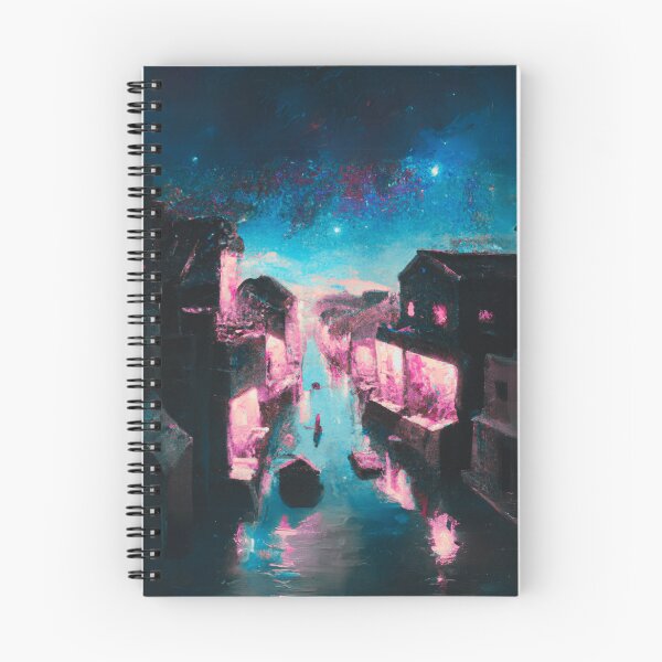 Item preview, The Starry Night of waterside ancient town view in pink designed and sold by MerryCrown.