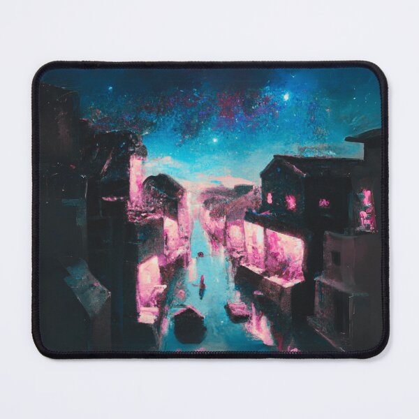Item preview, The Starry Night of waterside ancient town view in pink designed and sold by MerryCrown.