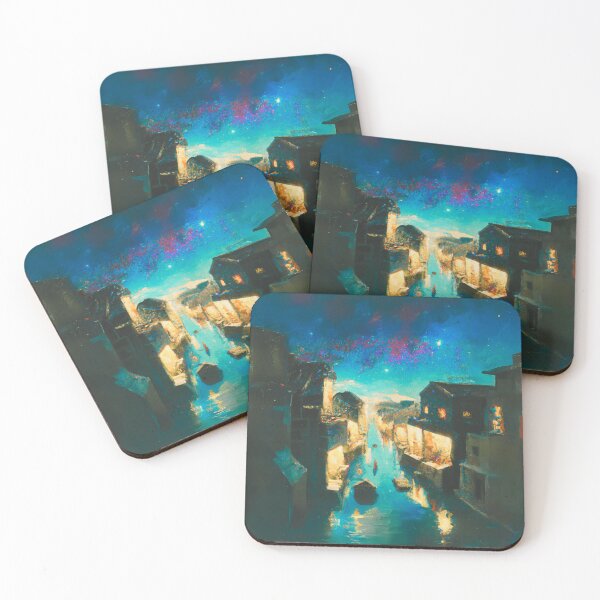 Item preview, The Starry Night of waterside ancient town scene designed and sold by MerryCrown.