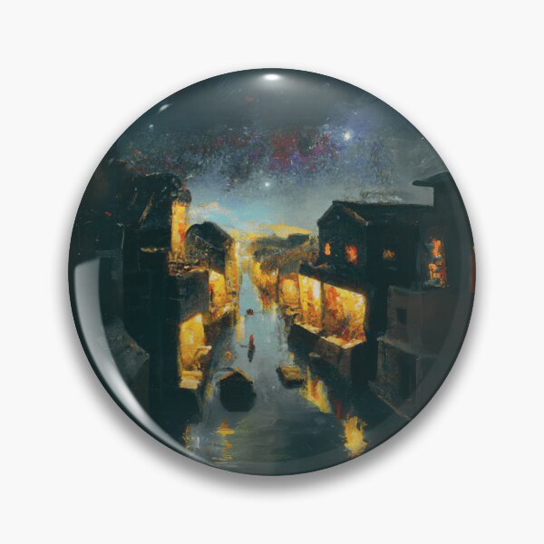Item preview, Dark Starry Night of waterside ancient town designed and sold by MerryCrown.