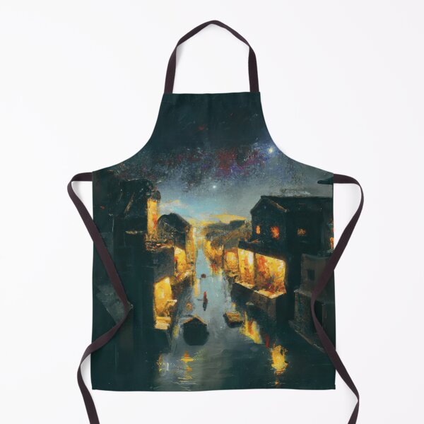 Item preview, Dark Starry Night of waterside ancient town designed and sold by MerryCrown.